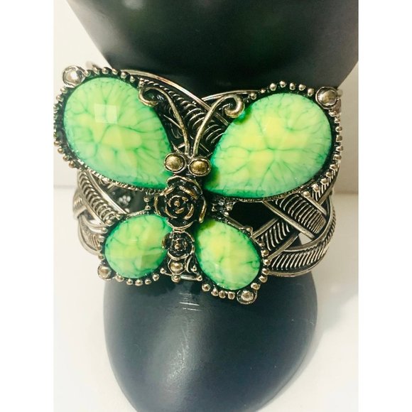 Green Butterfly Cuff Bracelet - Picture 1 of 8